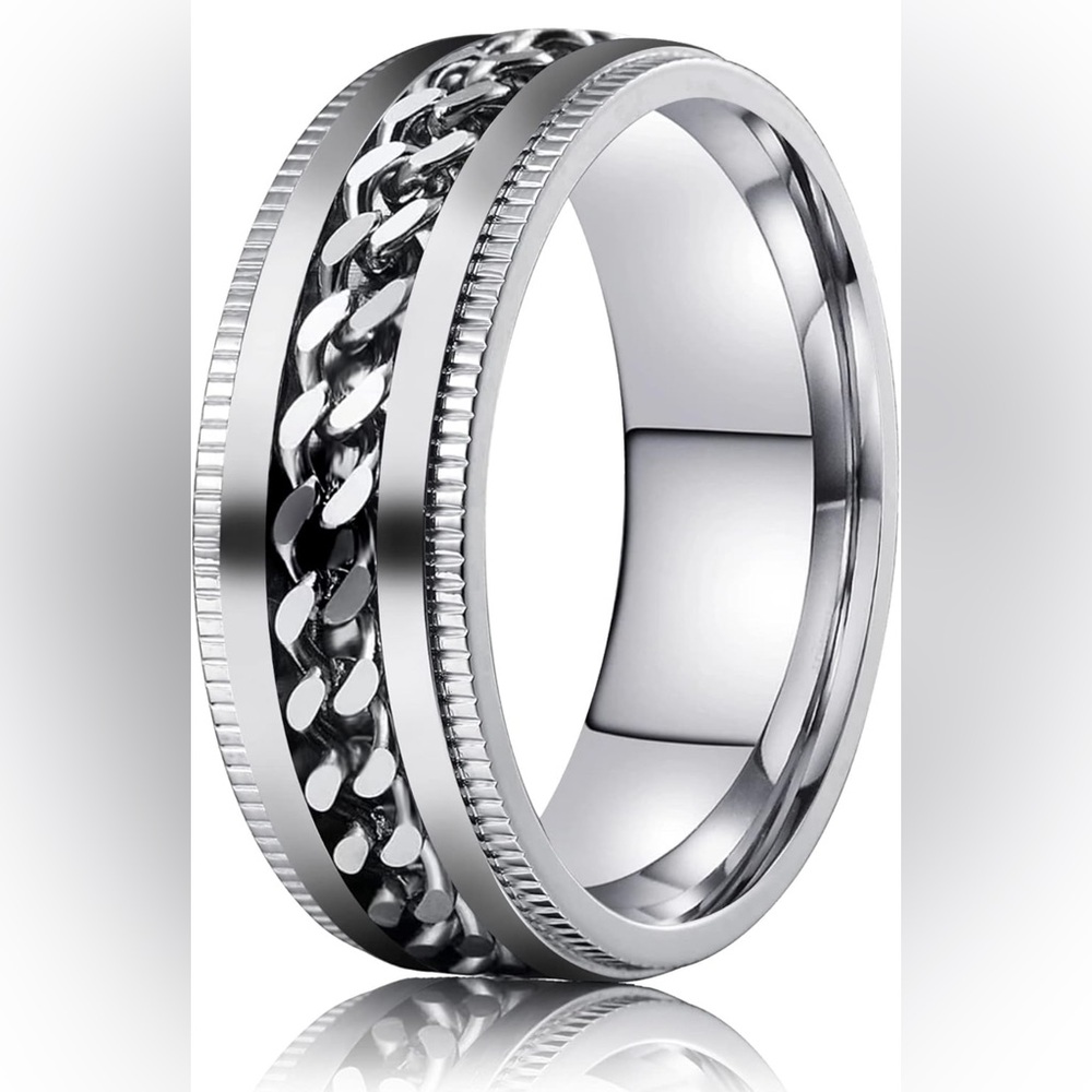 SILVER  Men's Stainless Steel SPIN Ring *NEW*